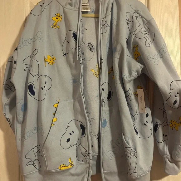 Peanuts Light Blue Zip-Up Hoodie - Picture 1 of 3